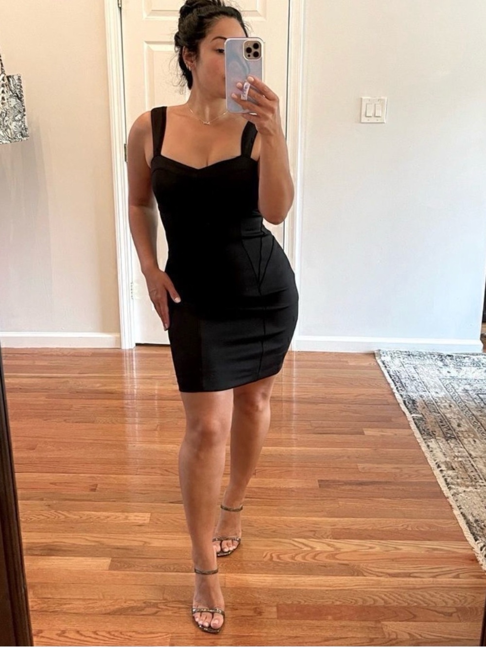 GUESS Y2K Bodycon Little Black Dress Bowtie Cut Out Back | SZ 4